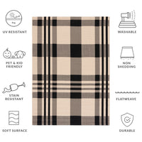 SAFAVIEH Courtyard Benjamin Plaid Indoor/Outdoor Area Rug, Black/Bone, 8' x 11'