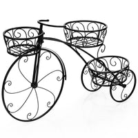 Topbuy Tricycle Metal Plant Stand Flower Pot Cart Holder Ideal for Home Garden Patio