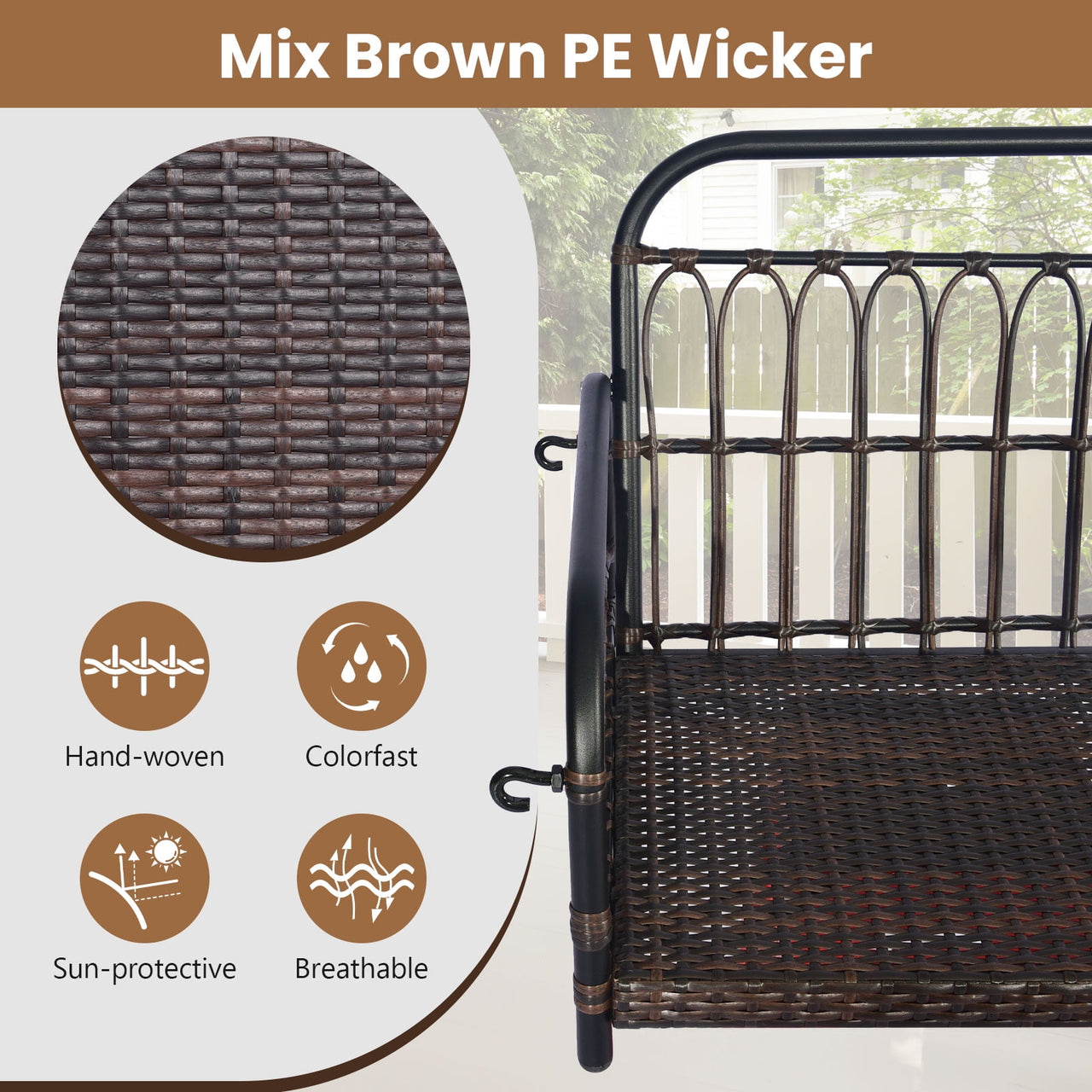 Topbuy Metal Hanging Porch Swing with Cushions