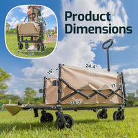 GOLABS Collapsible Folding Wagon Cart, 100L Storage & 350LB Capacity Garden Wagons for Camping & Beach