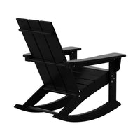 WestinTrends Ashore Patio Rocking Chair, All Weather Poly Lumber Plank Adirondack Rocker Chair, Modern Farmhouse Black Rocking Chairs for Porch Garden Backyard and Indoor