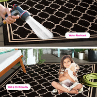 Safavieh Courtyard Alina Geometric Quatrefoil Indoor/Outdoor Area Rug, Black/Beige, 5'3