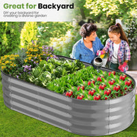 GVDV Galvanized Raised Garden Bed Outdoor, 4x2x1ft Backyard Oval Metal Planter Box with Easy Assembly, for Gardening Vegetables, Fruits, Flowers - Dark Gray