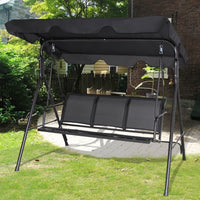 Costway Outdoor Patio Swing Canopy 3 Person Canopy Swing Chair Patio Hammock Black