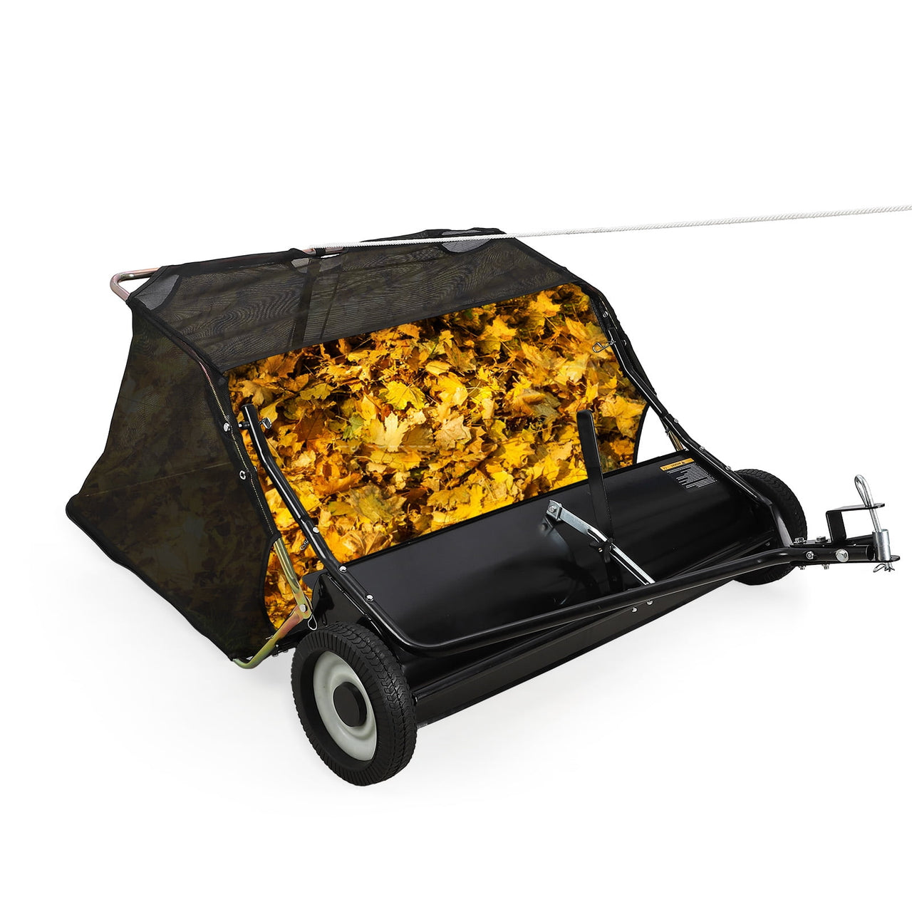 Tow Behind 48 Inch Lawn Sweeper, Large Capacity Heavy Duty Leaf & Grass Collector with Adjustable Sweeping Height, Dumping Rope Design for Picking Up Debris and Grass