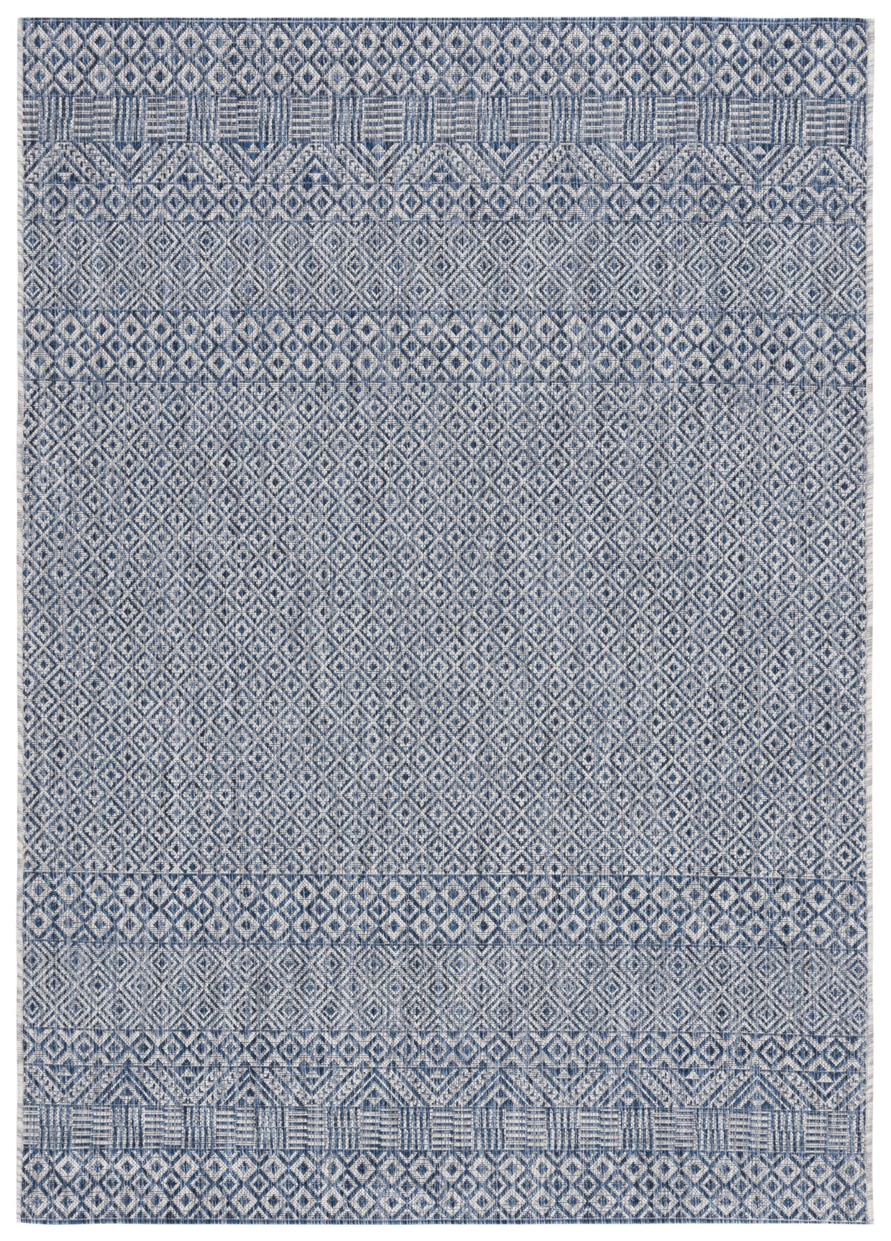 SAFAVIEH Courtyard Evander Geometric Indoor/Outdoor Area Rug, Gray/Blue, 5'3" x 7'7"