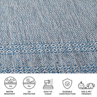 SAFAVIEH Courtyard Evander Geometric Indoor/Outdoor Area Rug, Gray/Blue, 5'3