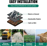 BSHAPPLUS® 3.3x50ft Weed Barrier Fabric,3.2OZ Landscape Fabric,Heavy Duty Geotextile Fabric with 12 U-Shaped Securing Pegs,Woven Ground Cover for Commercial Greenhouse,Yard,Garden Barrier Cloth