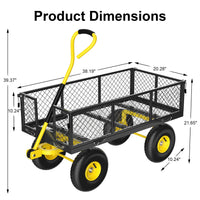 Firstness Heavy Duty Garden Cart, 900 lbs Capacity Garden Wagon with Removable Sides, Black