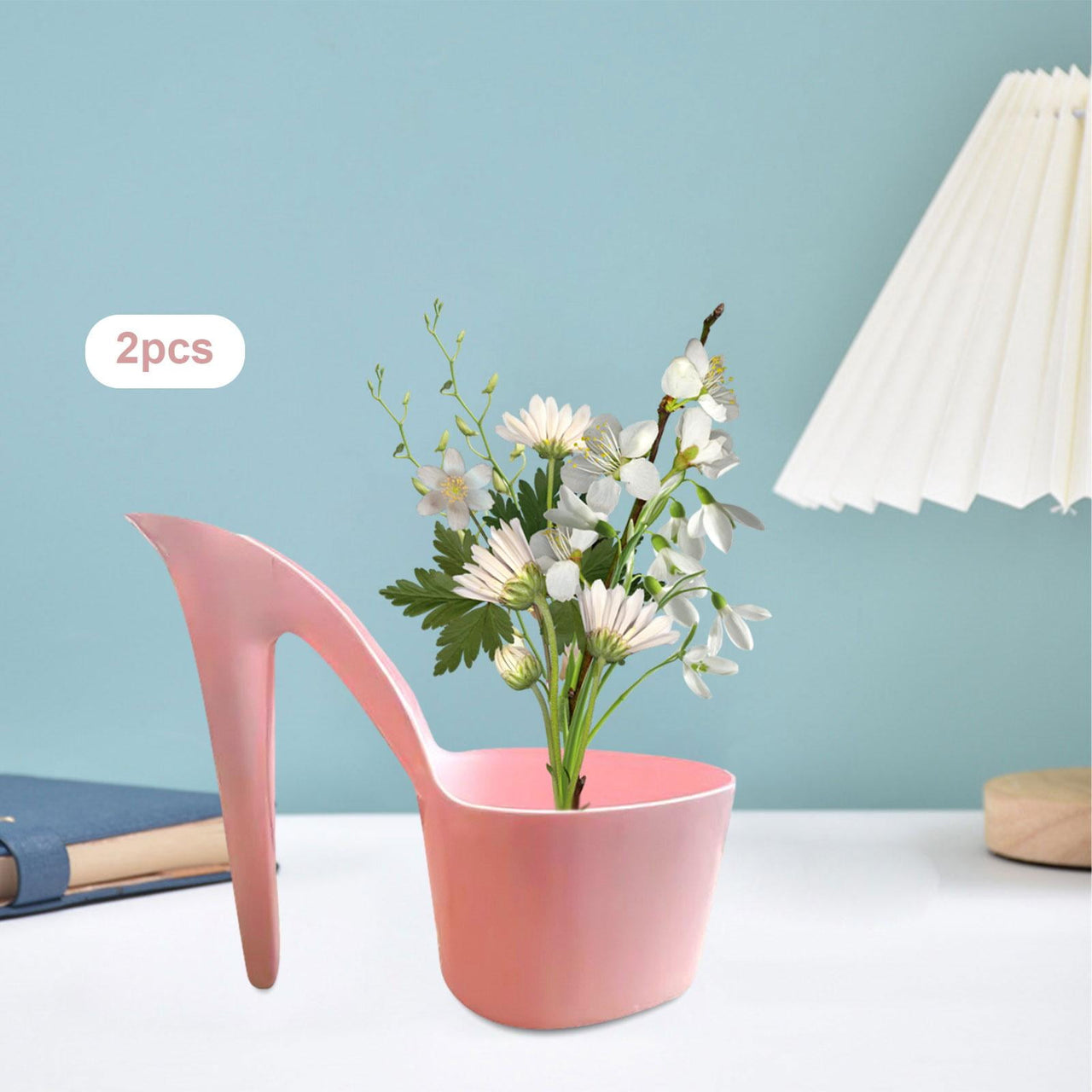 Gazechimp 2Pcs Flower Pot Bookshelf Decor Desktop Ornament Table Ornaments Lady Shoe Shape
