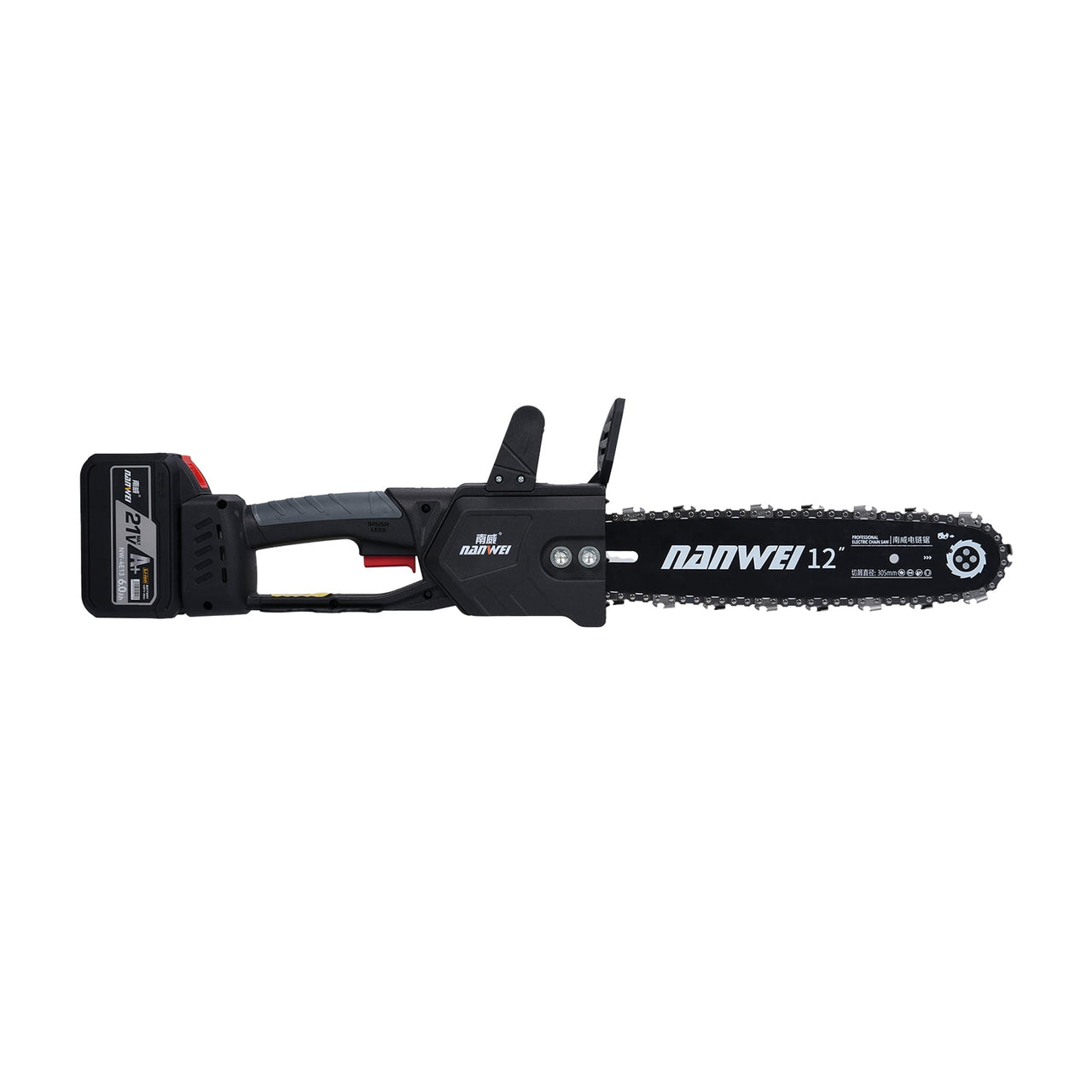 Cutting 12inch Electric Chainsaw 2000W Brushless Chainsaw Handheld Logging Saw With Safety Lock 21V 6000mah Rechargeable Battery For Wood Cutting Trimming Courtyard Garden Building