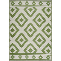 Playa Rug Milan Lightweight Reversible Recycled Plastic Outdoor Floor Mat/Rug Green&Crème 4'x6' 4' x 6'