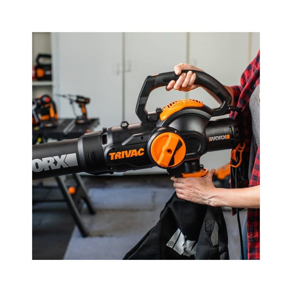 Worx WG512 3 in 1 Trivac 2 Speed Corded Electric Leaf Blower Mulcher Yard Vacuum