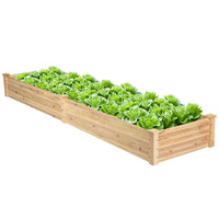 Costway Wooden Vegetable Raised Garden Bed Backyard Patio Grow Flowers Planter with 2 Planting Compartments