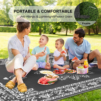 Yamaziot 6'x9' Outdoor Rugs Patio Rug Medallion Reversible Mat, RV Rug, Waterproof Plastic Straw Outdoor Area Rug for Patio, Camping, Porch, Balcony, Beach, Deck, Backyard, Garden, Gray