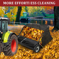 Tow Behind 48 Inch Lawn Sweeper, Large Capacity Heavy Duty Leaf & Grass Collector with Adjustable Sweeping Height, Dumping Rope Design for Picking Up Debris and Grass