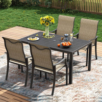 UDPATIO Patio Chairs Set of 2, Outdoor Dining Chairs High Back with All Weather Breathable Textilene, Metal Frame for Lawn Garden Backyard Deck, Brown