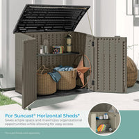 Suncast 3 Pack Horizontal Shed Shelf Space Saving Wall Outdoor Storage, Black