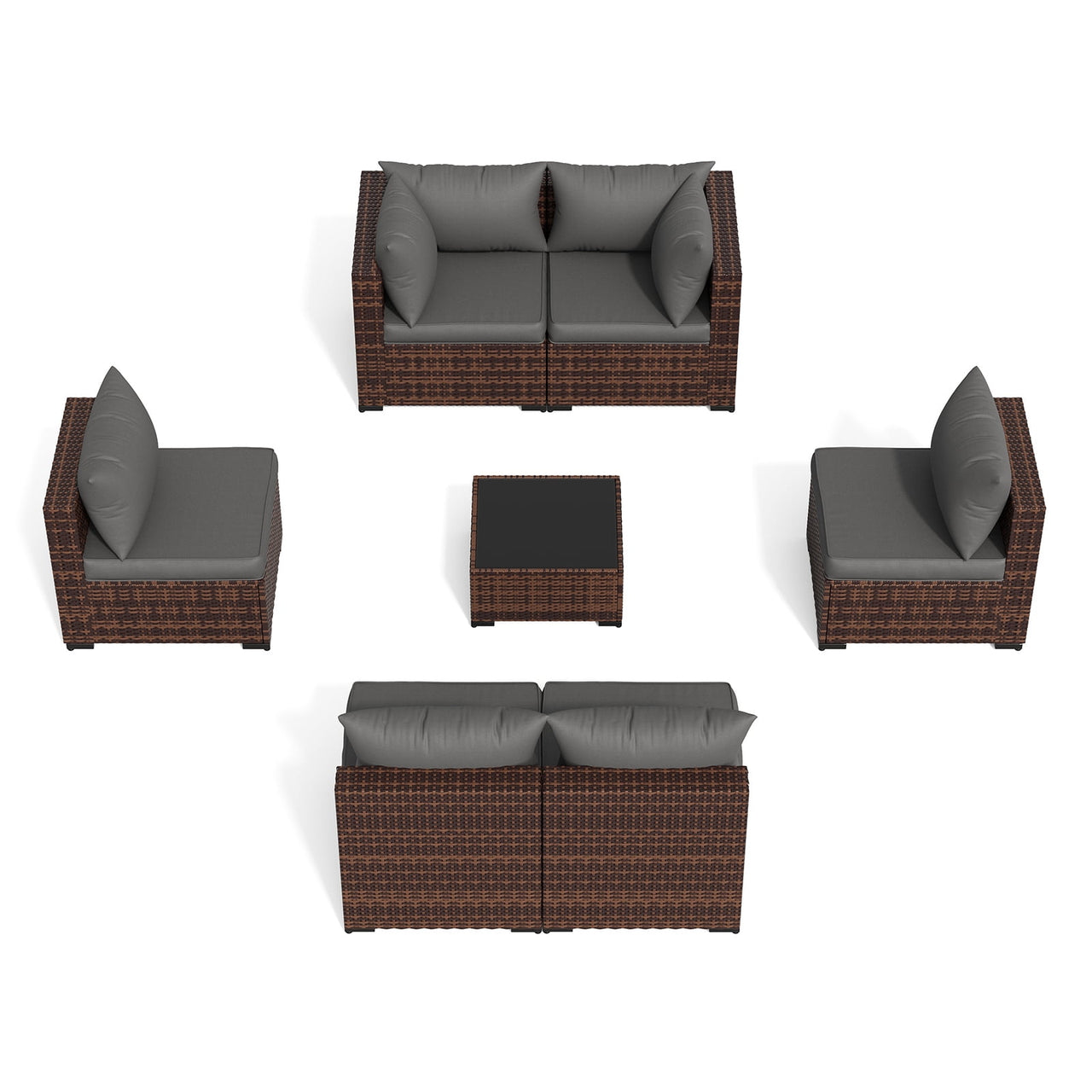 ELPOSUN Patio Furniture Set, Outdoor Patio Furniture Wicker Furniture Couch Set, 7 Pieces Outdoor Sectional Sofa, Patio Furniture Set, Outdoor Patio Set for Home Furniture (Grey)