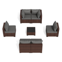 ELPOSUN Patio Furniture Set, Outdoor Patio Furniture Wicker Furniture Couch Set, 7 Pieces Outdoor Sectional Sofa, Patio Furniture Set, Outdoor Patio Set for Home Furniture (Grey)