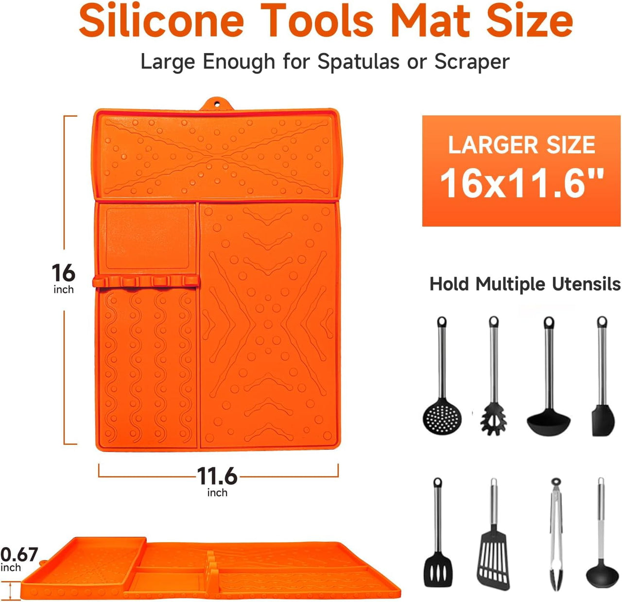 Griddle Silicone Grill Spatula Mat Tools Accessories for Blackstone, Large Heat Resistant Side Shelf Mat Grill Pad with Drip Pad for Outdoor BBQ Kitchen Counter, Easy to Clean BBQ Gifts for Men