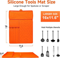 Griddle Silicone Grill Spatula Mat Tools Accessories for Blackstone, Large Heat Resistant Side Shelf Mat Grill Pad with Drip Pad for Outdoor BBQ Kitchen Counter, Easy to Clean BBQ Gifts for Men