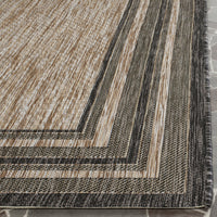 SAFAVIEH Courtyard Ercan Bordered Indoor/Outdoor Area Rug, Natural/Black, 8' x 10'