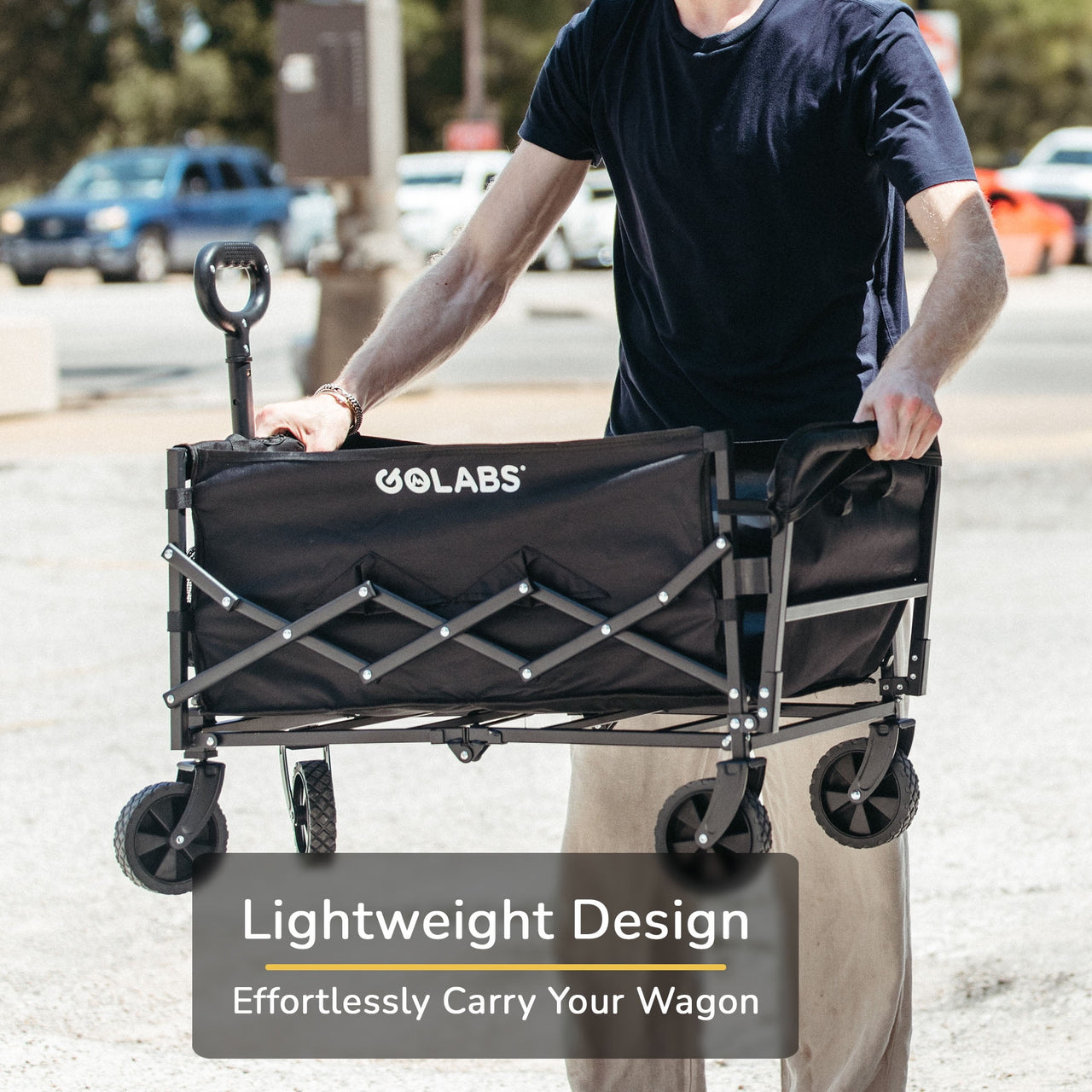 GOLABS Collapsible Folding Wagon Cart, 100L Storage & 350LB Capacity Garden Wagons for Camping & Beach