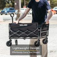 GOLABS Collapsible Folding Wagon Cart, 100L Storage & 350LB Capacity Garden Wagons for Camping & Beach