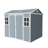 6x8 FT Outdoor Storage Shed with Double Windows And Floor, Lockable Tool Storage Sheds With Sloped Roof, Utility Tool Shed Storage House For Backyard Patio Lawn Garden