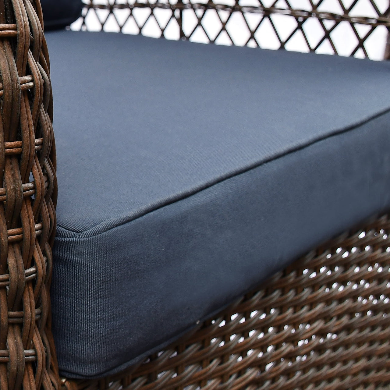 ATR ART TO REAL 3PCS Outdoor Wicker Swivel Rocker, Patio Rattan Furniture Rocker Set, Navy Blue