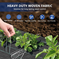 BSHAPPLUS® 3.3x50ft Weed Barrier Fabric,3.2OZ Landscape Fabric,Heavy Duty Geotextile Fabric with 12 U-Shaped Securing Pegs,Woven Ground Cover for Commercial Greenhouse,Yard,Garden Barrier Cloth