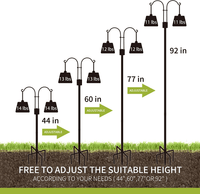 92 Inch Double Shepherds Hooks for Outdoor, Heavy Duty Bird Feeder Pole with 5 Base Prongs, Adjustable Garden Hanging Holder for Bird Feeders, Lanterns, Plant Hanger Stands, Weddings Decor