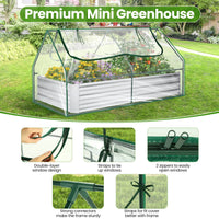 Funcid Galvanized Raised Garden Bed with Cover, Outdoor Metal Planter Box 2 Roll-Up Windows Mini Greenhouse for Growing Flowers Fruits Vegetables and Herbs, 6x3x3ft(Clear)