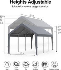 Carport Heavy Duty Car Canopy UV Resistant Waterproof Portable Garage for Car, Boat, Party, Storage Shed