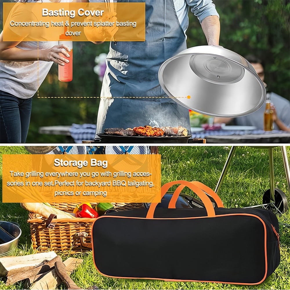 28PCS Griddle Accessories Kit, Flat Top Grill Accessories Set for Blackstone and Camp Chef, Grill Spatula Set with Enlarged Spatulas, Carry Bag,Basting Cover, Scraper for Outdoor BBQ