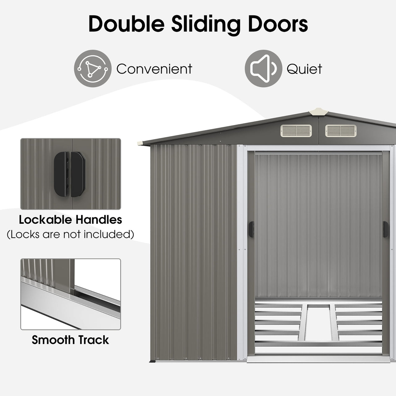 Costway 8'x6' Outdoor Storage Shed Galvanized Steel Tool House Organizer for Garden Yard