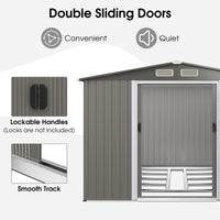 Costway 8'x6' Outdoor Storage Shed Galvanized Steel Tool House Organizer for Garden Yard