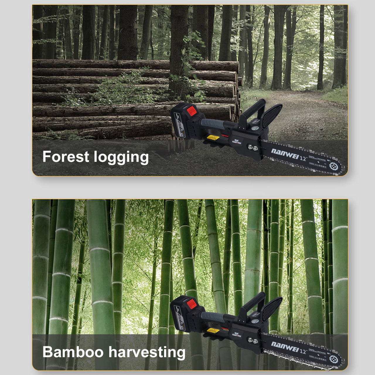 Cutting 12inch Electric Chainsaw 2000W Brushless Chainsaw Handheld Logging Saw With Safety Lock 21V 6000mah Rechargeable Battery For Wood Cutting Trimming Courtyard Garden Building