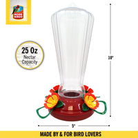 More Birds Hollyhock Hummingbird Feeder with 25 oz Nectar Capacity - Clear Plastic Design
