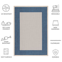 Safavieh Courtyard Justine Bordered Indoor/Outdoor Area Rug, Beige/Navy, 5'3