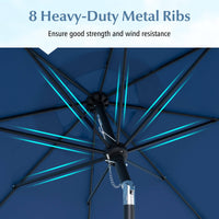 Costway 9 FT Patio Umbrella 2-Tier Market Table Umbrella with Sun-Protective Canopy Navy