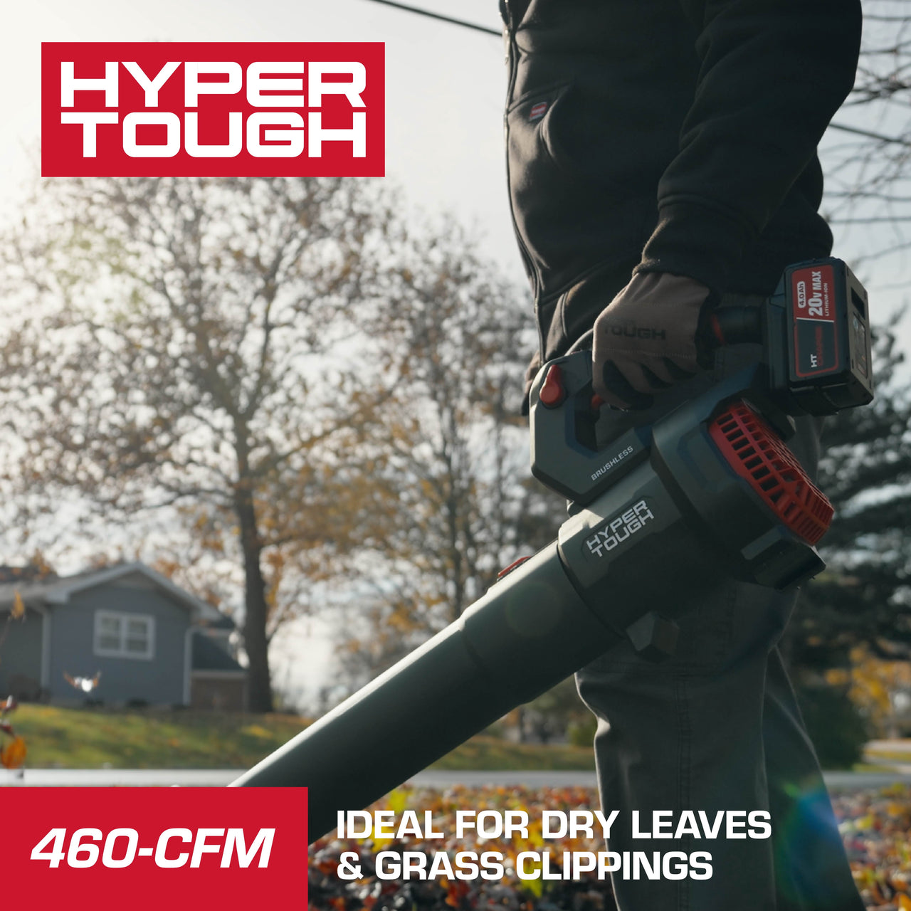 Open Box Hyper Tough 460 CFM 110 MPH 20V Brushless Cordless Leaf Blower with 20V Max 4.0Ah Battery and Charging Cable
