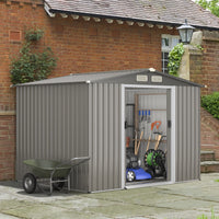Costway 8'x6' Outdoor Storage Shed Galvanized Steel Tool House Organizer for Garden Yard