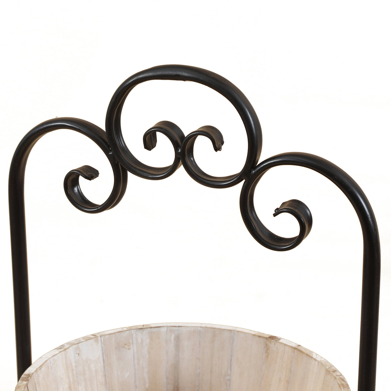 LuxenHome 2-Tier Wood Cachepot Planters with Black Metal Stand