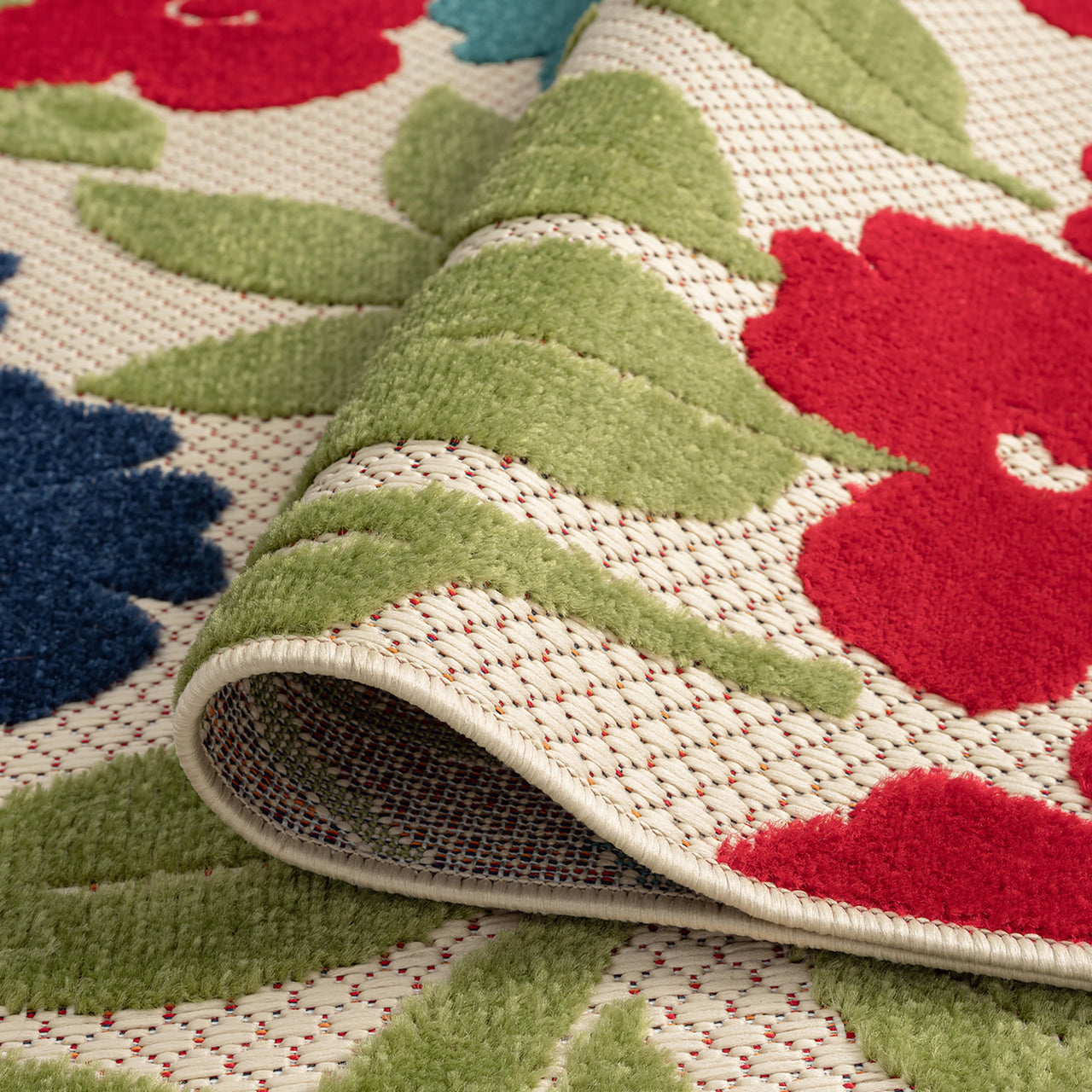 Oasis Modern Floral Multicolor Polypropylene Indoor Outdoor Area Rug, 5'x7' Rectangle