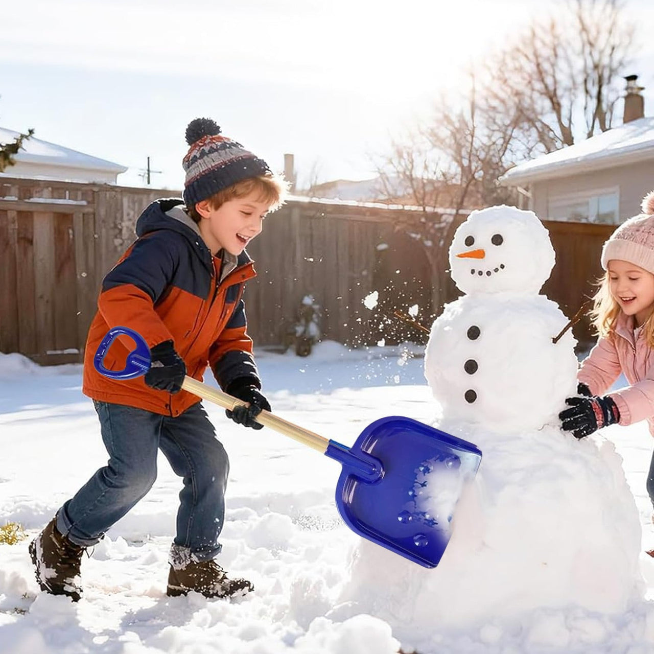 Heavy-Duty Snow & Sand Shovel | Durable Outdoor Tool | Multi-Purpose Beach/Winter Shovel with Non-Toxic Ergonomic Design | Ideal for Snow, Sand, and Outdoor Play, Blue, Snow Shovel