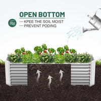 Land Guard 8x4x2ft Raised Rectangle Garden Beds Outdoor,Galvanized Metal Planter Box for Vegetables,Starlight Silver