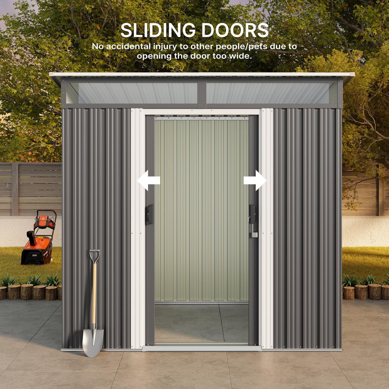 Lofka 6x4ft. Outdoor Storage Shed, Metal Garden Storage Shed with Sliding Lockable Door for Patio, Gray