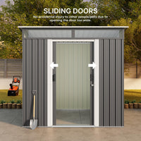 Lofka 6x4ft. Outdoor Storage Shed, Metal Garden Storage Shed with Sliding Lockable Door for Patio, Gray
